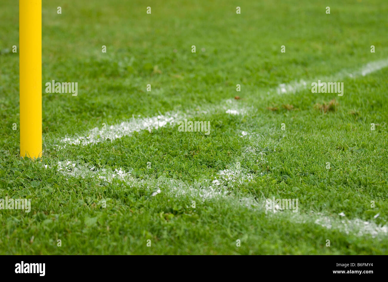 Corner flag on a football pitch in the local league, Bavaria, Germany, Europe Stock Photo