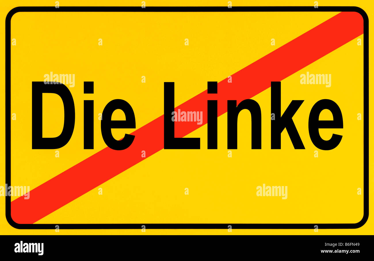 End of town sign, symbolic image for the end of the Die Linke, Left Party Stock Photo