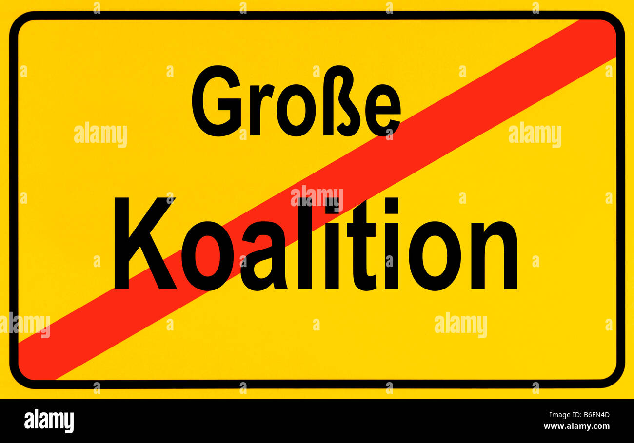 End of town sign, symbolic image for the end of the coalition of the CDU and SPD Stock Photo