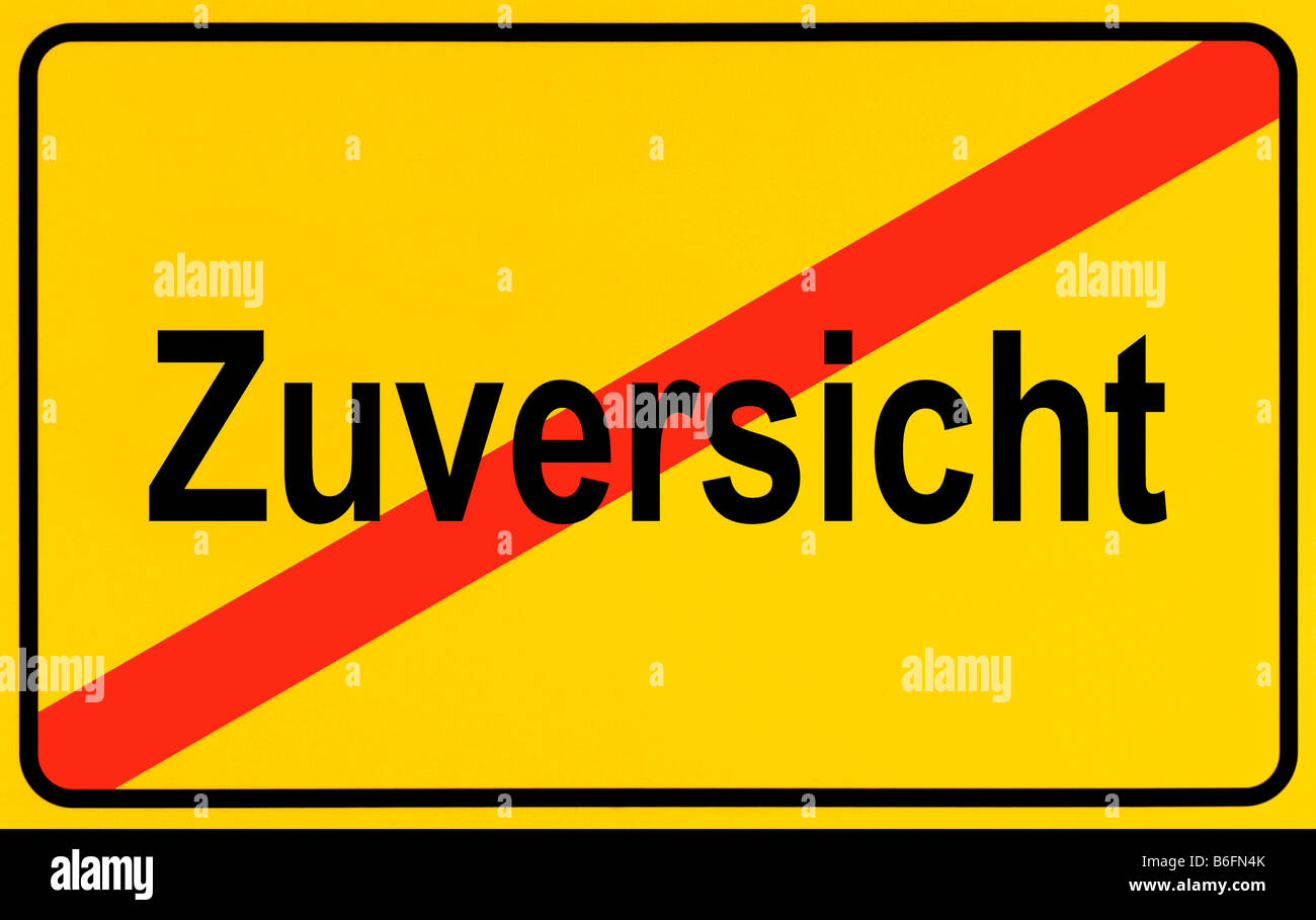 End of town sign, symbolic image for the end of confidence, Zuversicht Stock Photo