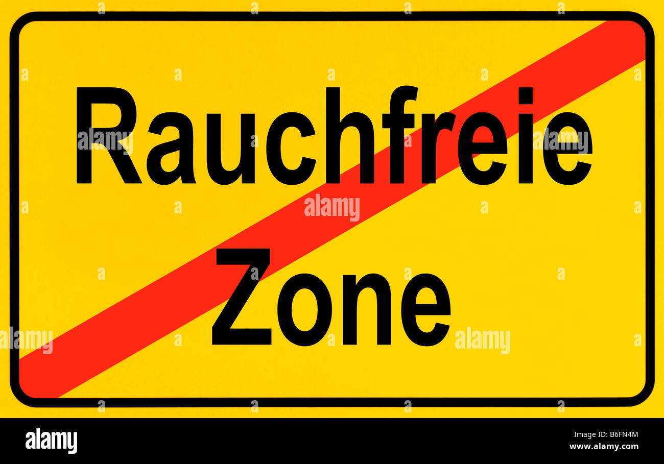 End of town sign, symbolic image for the end of No Smoking zones, Rauchfreie Zone Stock Photo