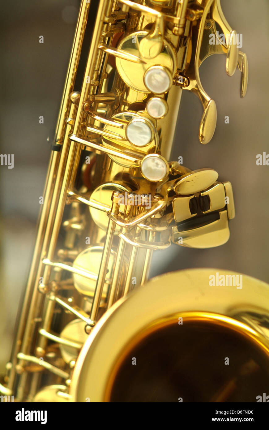 Impression of an old saxophone, section Stock Photo