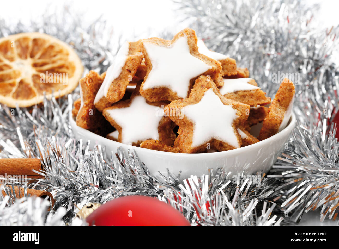 Cinnamon flavored starshaped biscuits, christmas decorations, Cinnamon