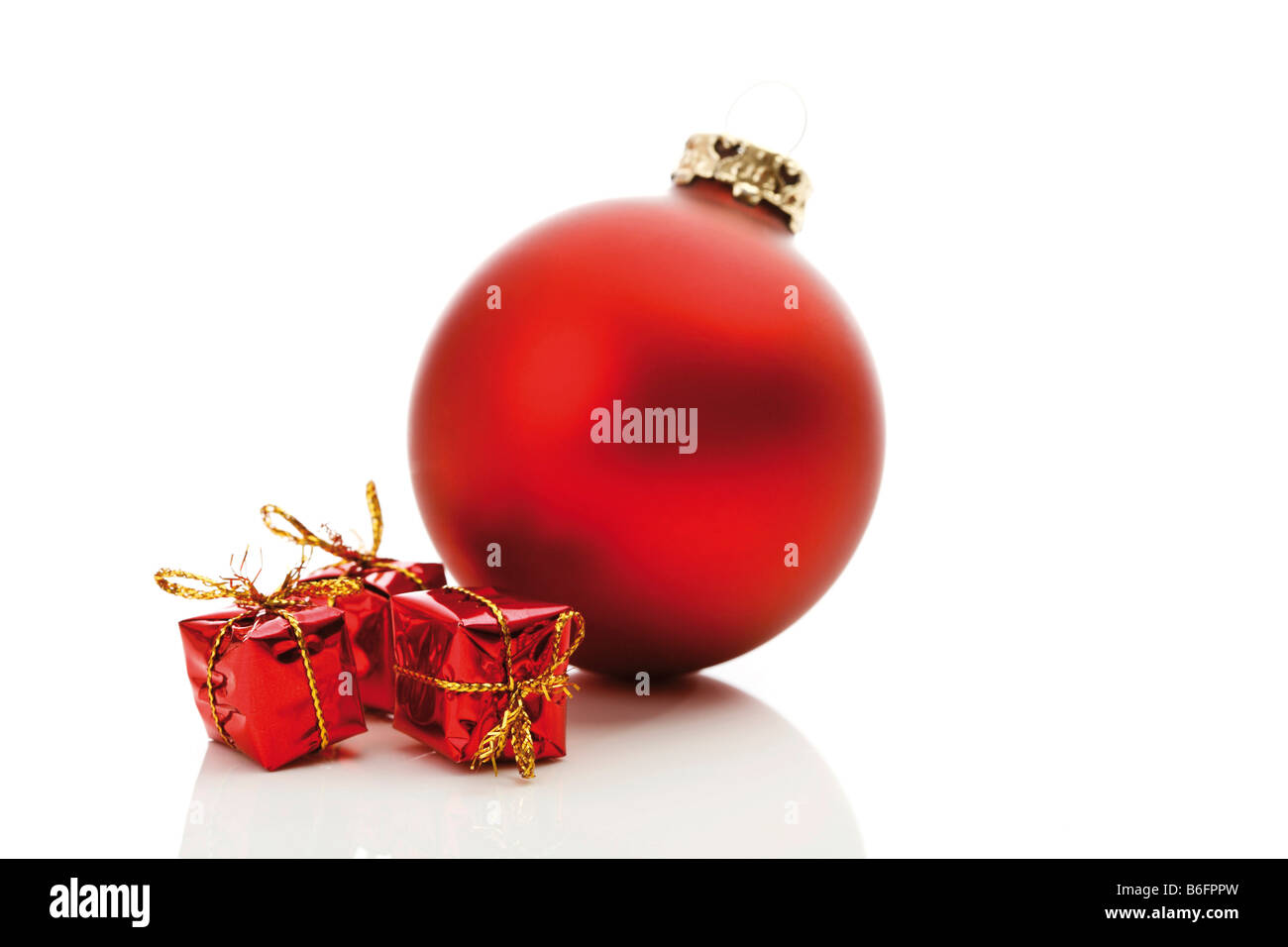 Christmas tree ball with presents Stock Photo