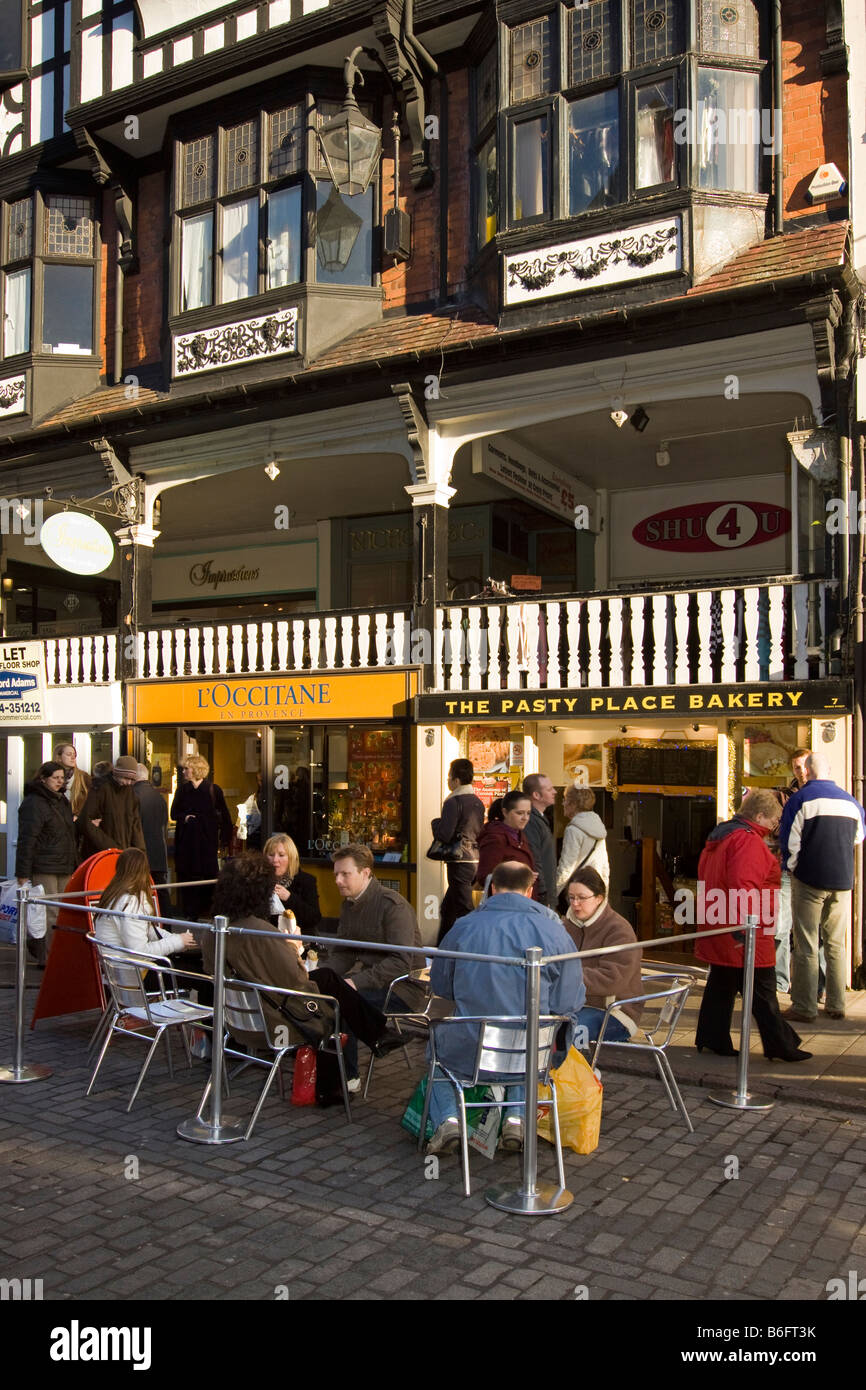 UK Cheshire Chester Christmas outdoor cafe on Bridge Street below The