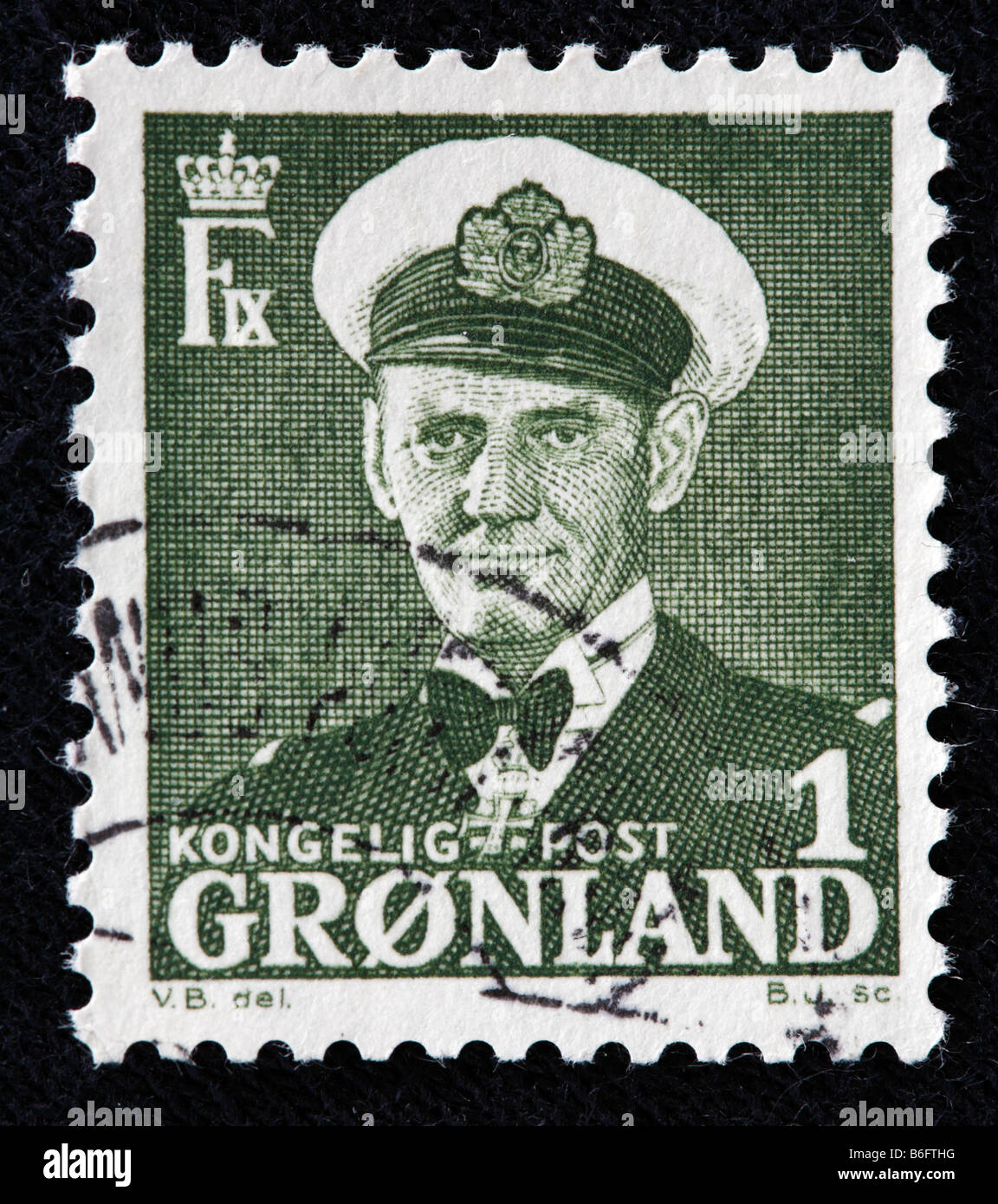 Frederick IX, King of Denmark and Iceland (1947-1972), postage stamp, Denmark Stock Photo