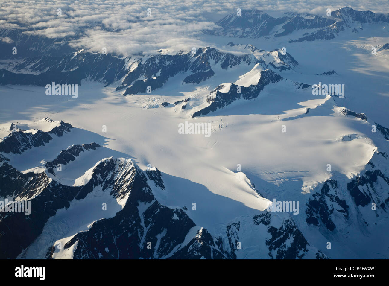 Aerial view of snow capped peaks in Alaska USA Stock Photo - Alamy