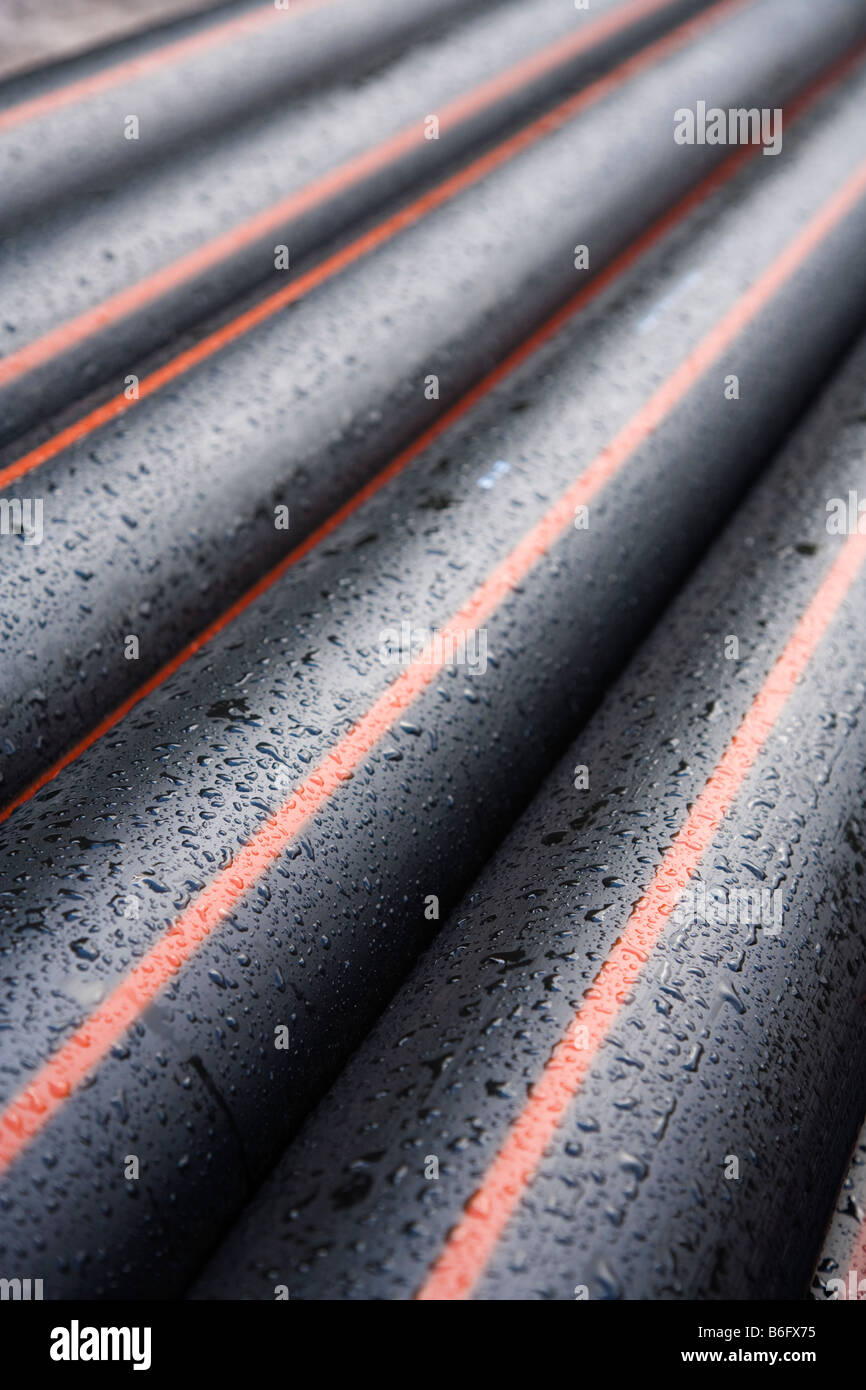 Closeup of plastic water pipes Stock Photo Alamy
