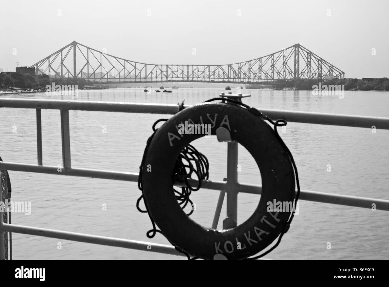 Kolkata. The Howrah Bridge, seen from M.V. Ahalya on the River Hooghly Stock Photo