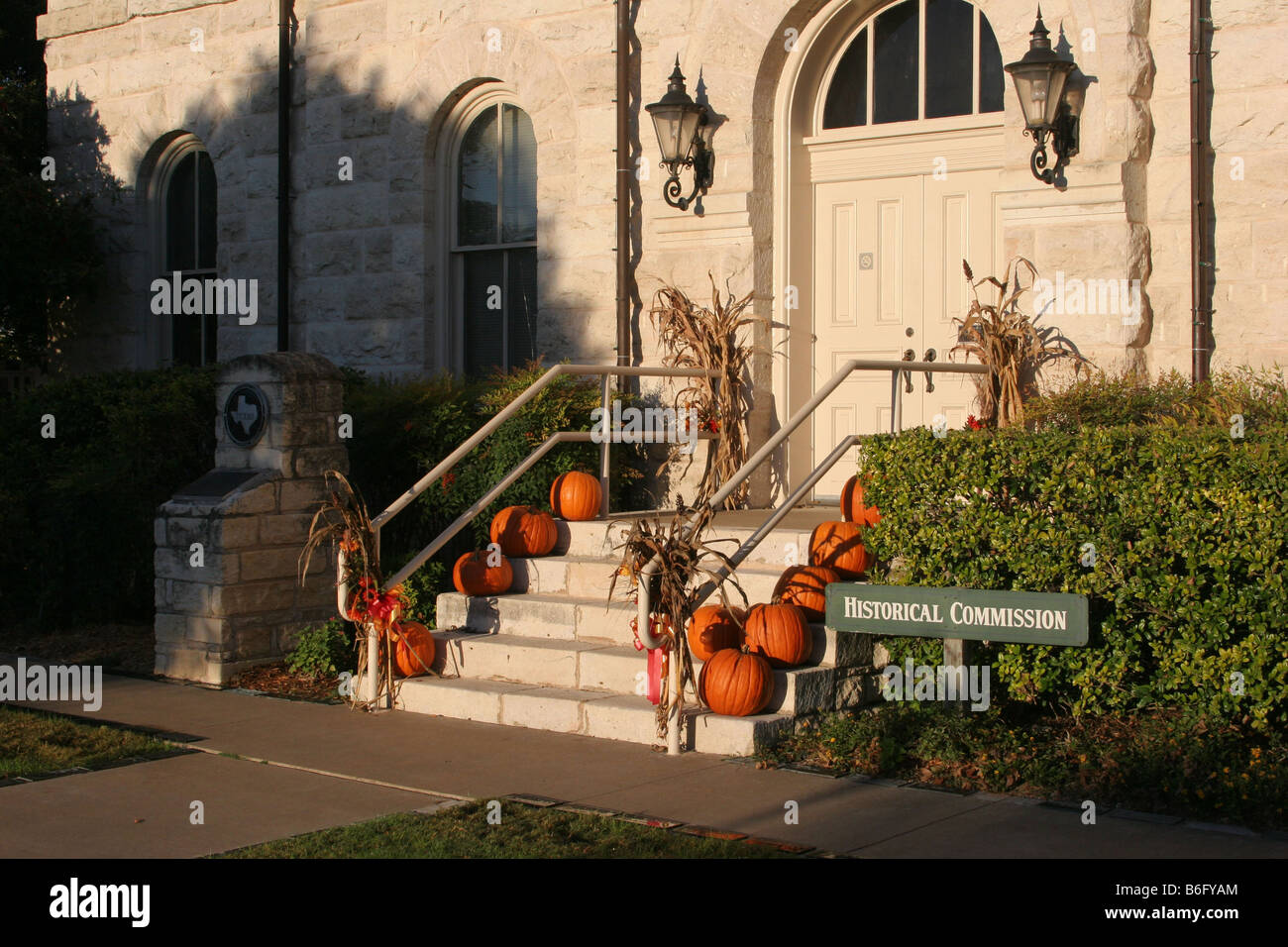 Historical Commission in Downtown Square Glen Rose Texas with Fall