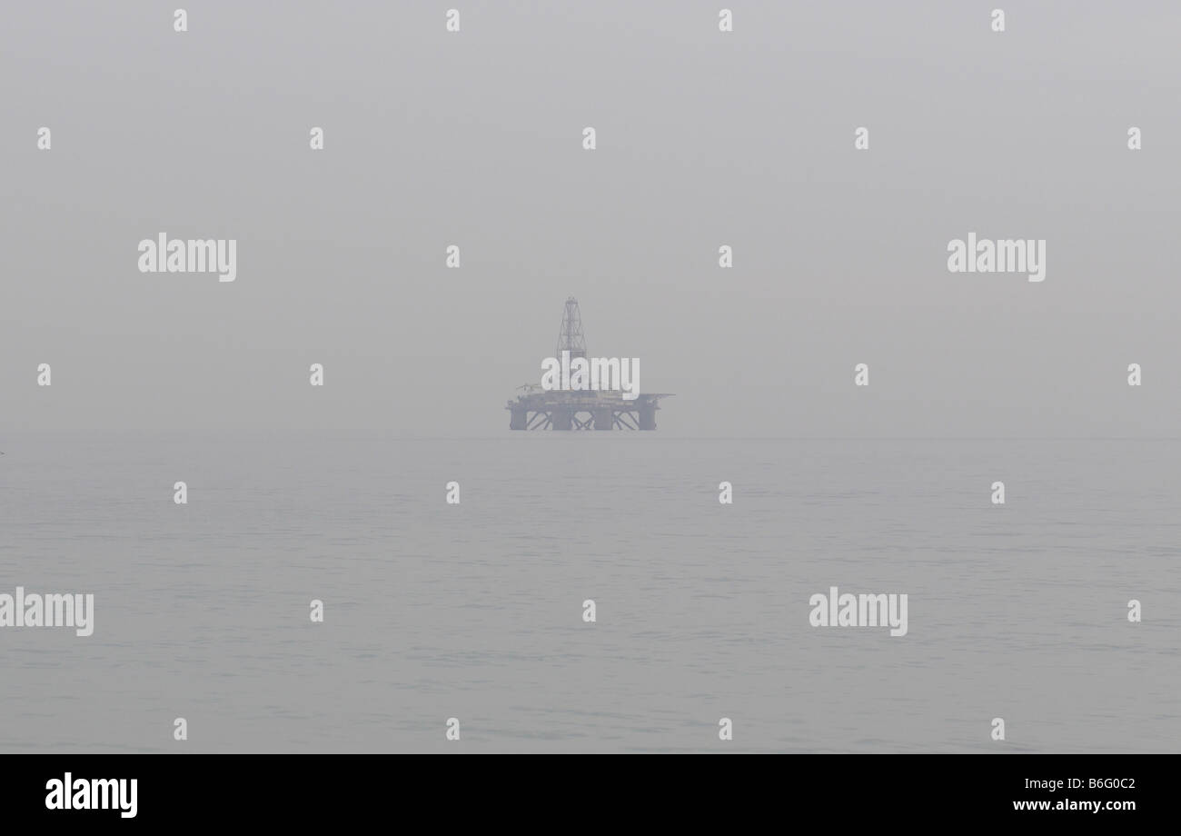 Offshore Oil Rig in the Caspian Sea Baku Azerbaijan Stock Photo