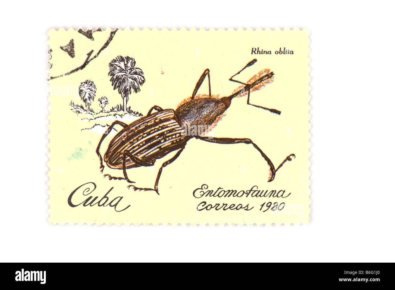 object on white colored postage stamp Stock Photo