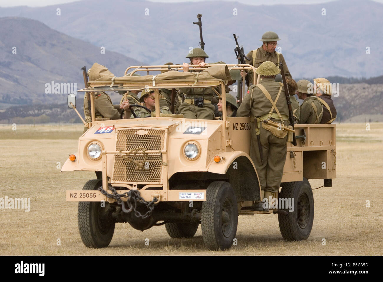 WWII era Willys Jeep Warbirds Over Wanaka Otago South Island New Zealand Stock Photo