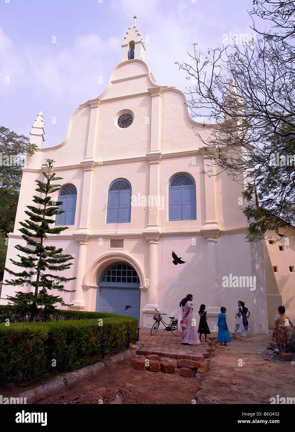 St Francis Xavier's church in Fort Cochin, Kerala, INDIA where Vasco de Gama was originally buried when he died in 1524. Stock Photo