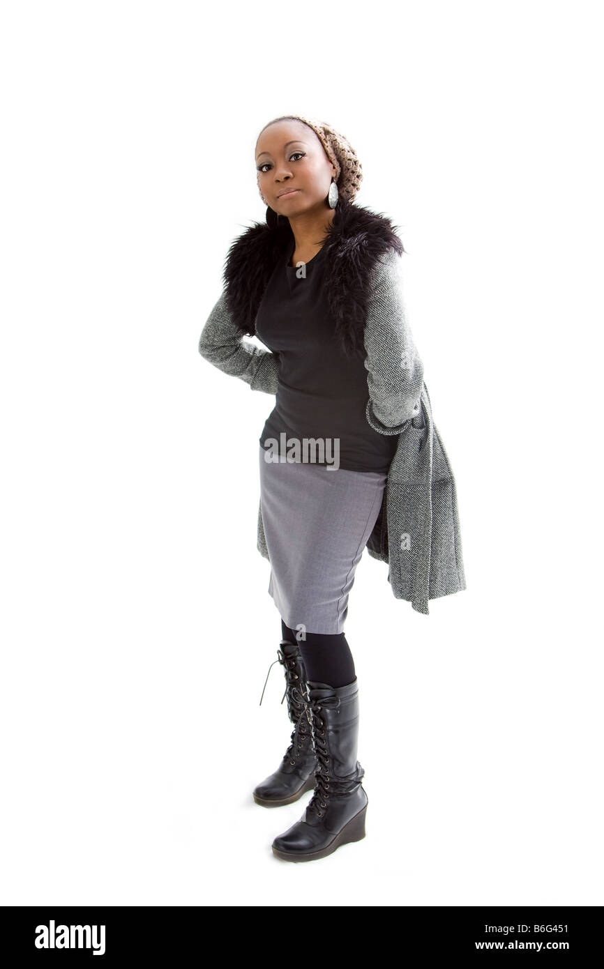 Cold woman wearing jacket Cut Out Stock Images & Pictures - Alamy