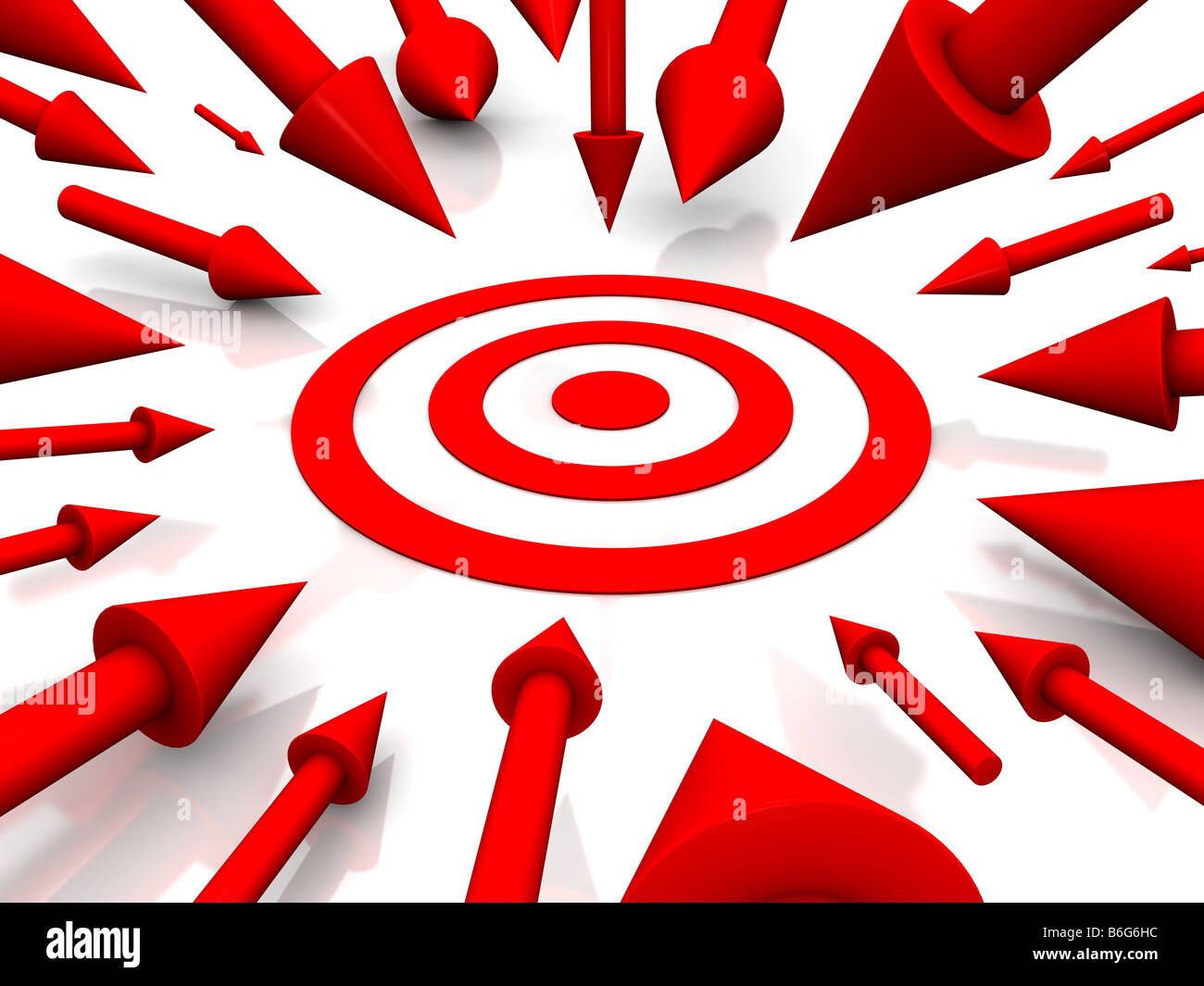 Row Red target with arrow on white Stock Photo Alamy