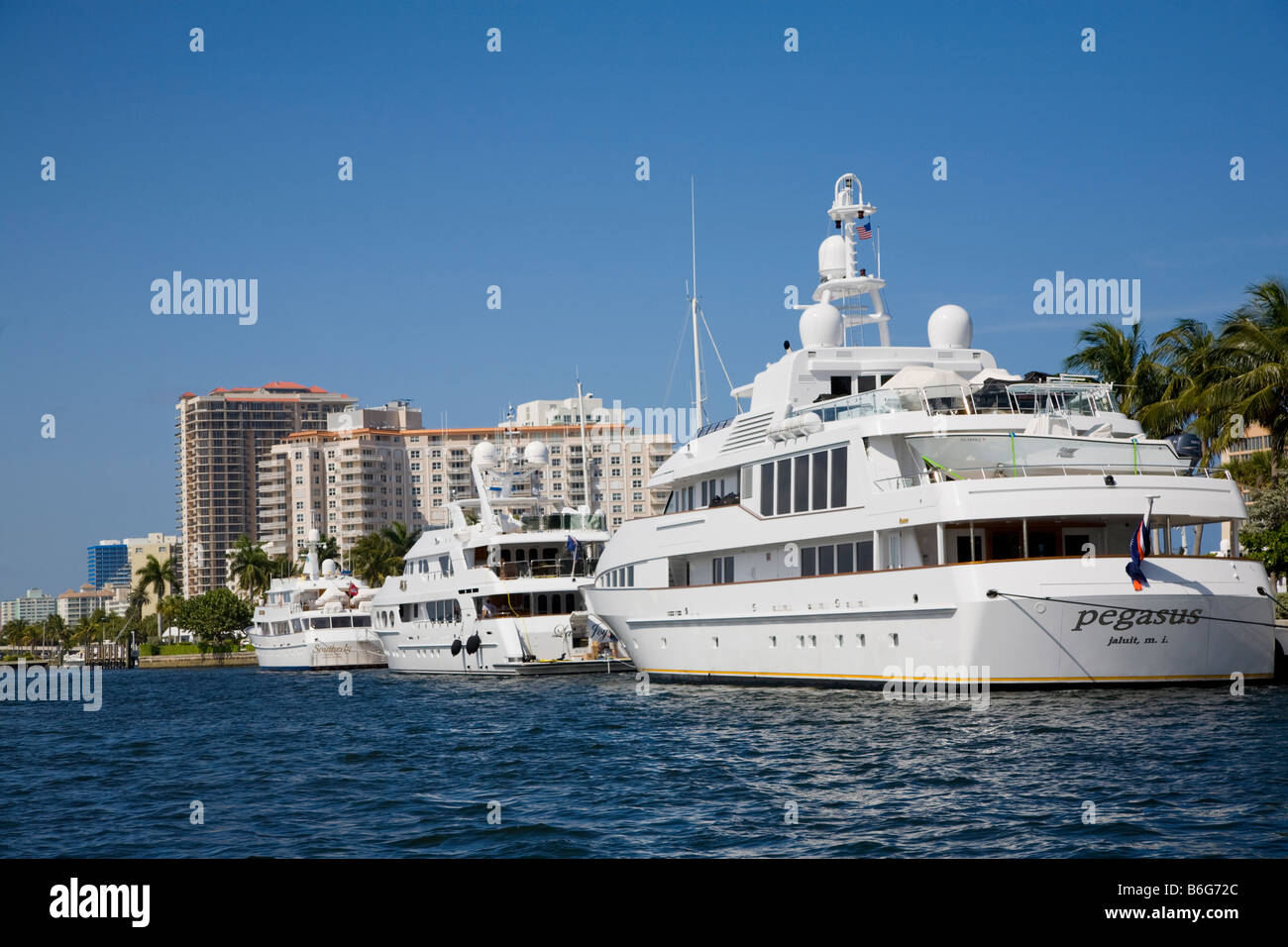 Luxury yachts on the Atlantic Intracoastal Waterway in Fort Lauderdale