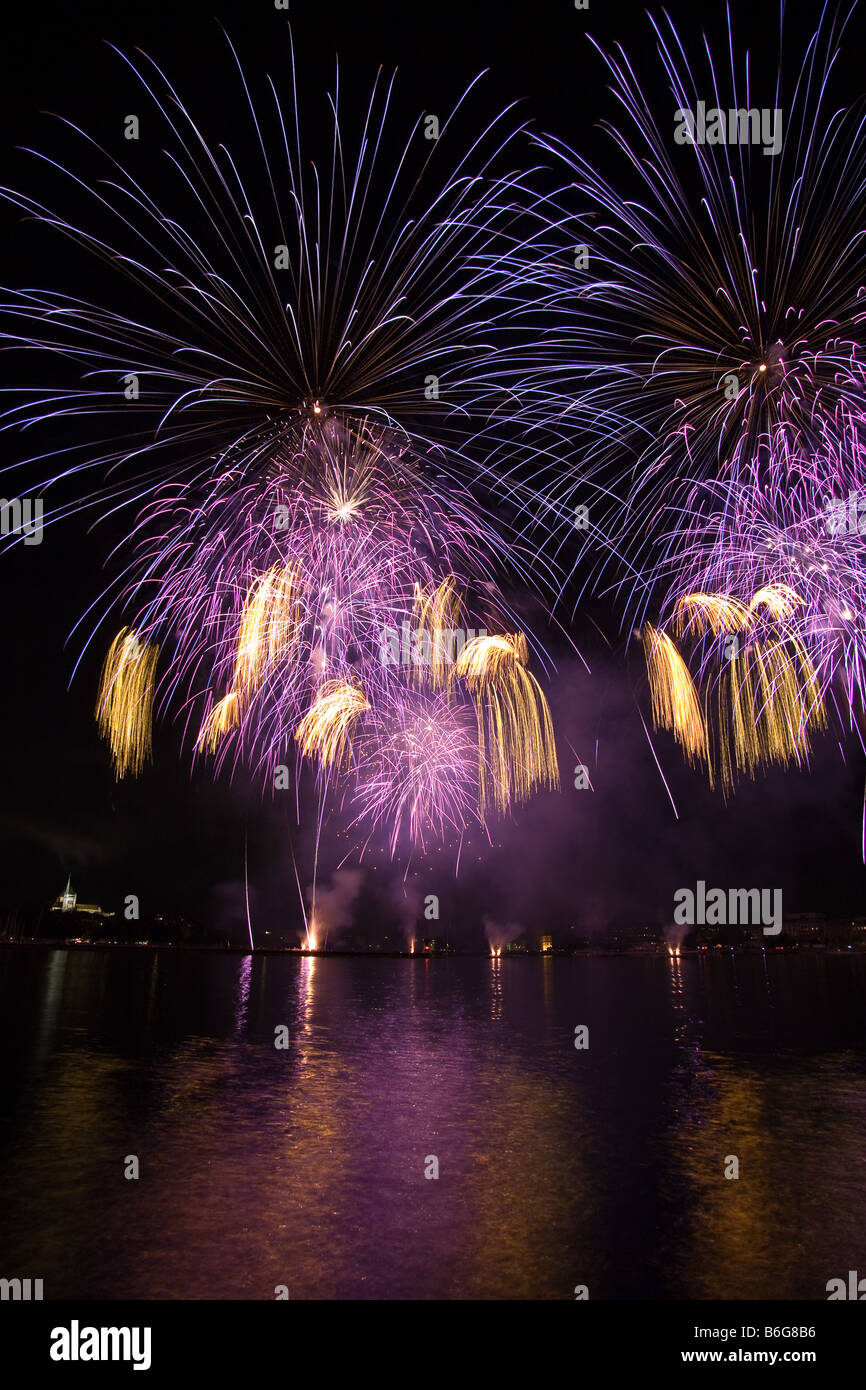 Geneva fireworks 8 Stock Photo Alamy