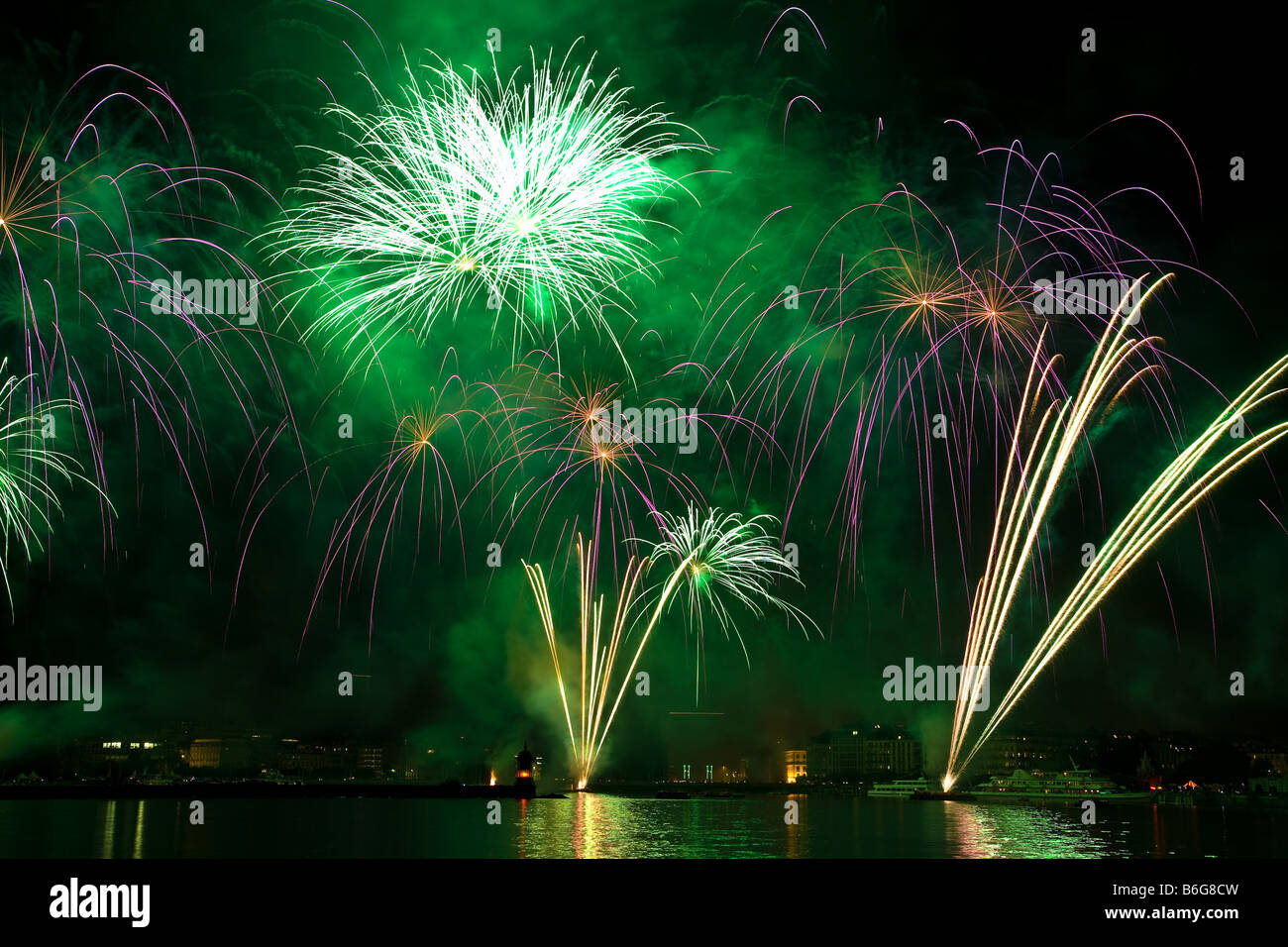 Geneva fireworks 10 Stock Photo Alamy