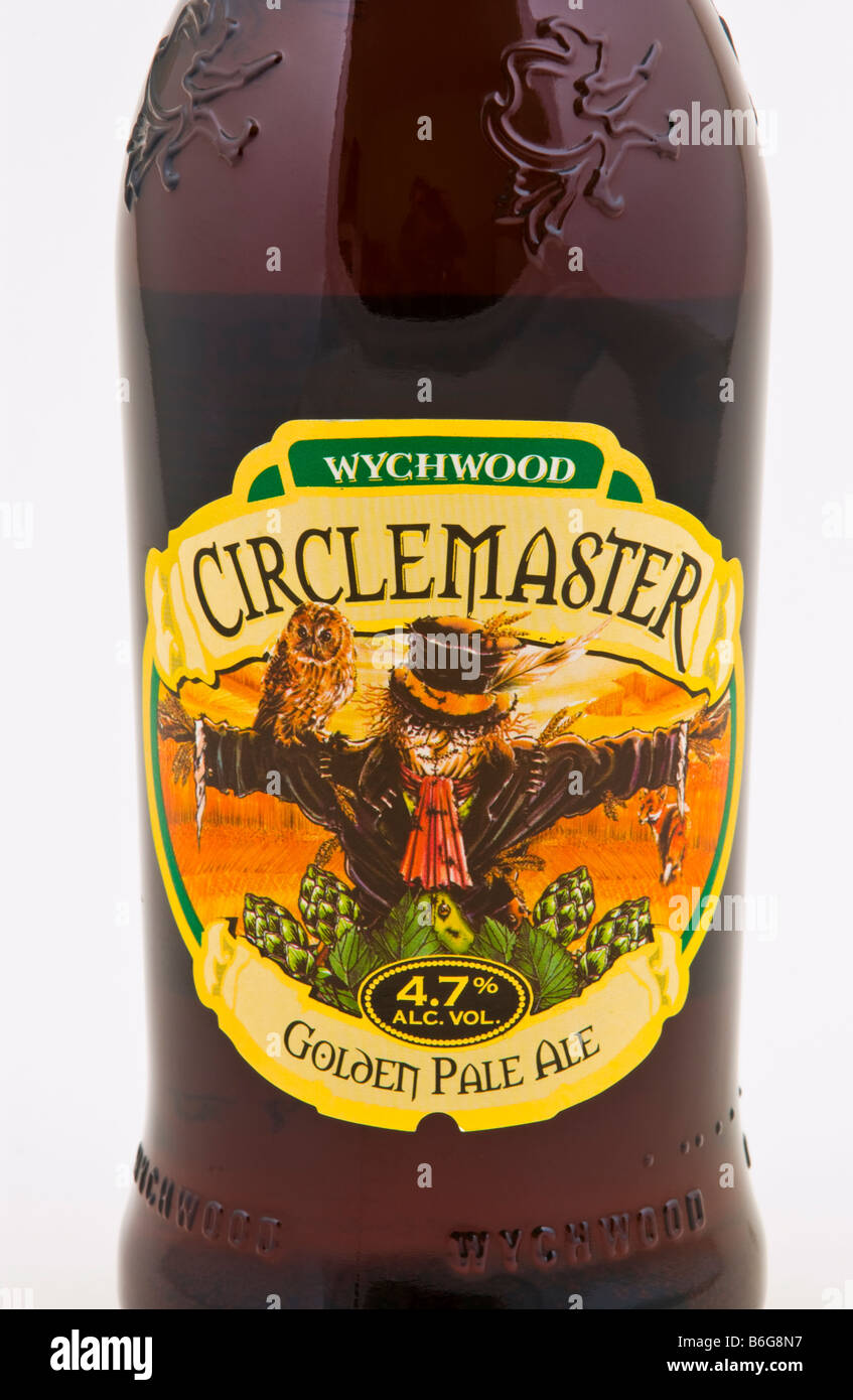 Bottle of organic Circlemaster Golden Pale Ale brewed at the Wychwood Brewery Witney Oxfordshire England UK Stock Photo