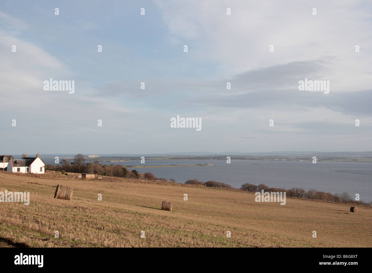 View over Moray Firth past Chanonry Point towards Fort George on the horizon Black Isle Highland Scotland Stock Photo