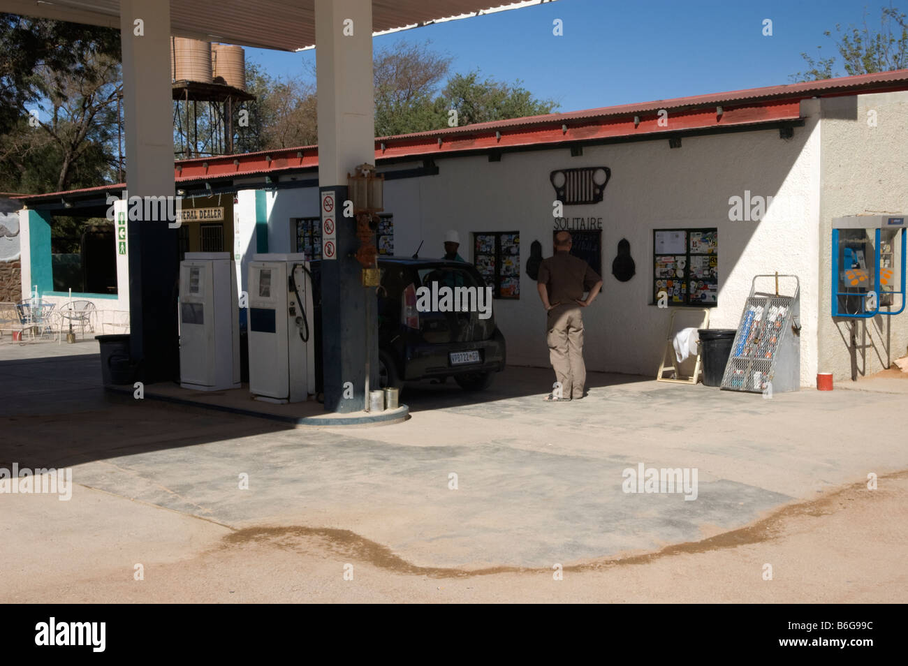The petrol / gas filling station in Solitaire, Namibia Stock Photo