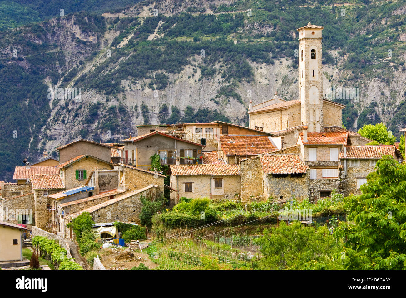 Alps village of Clans, Tinee Valley, Mercantour National Park, Alpes Maritimes, France Stock Photo