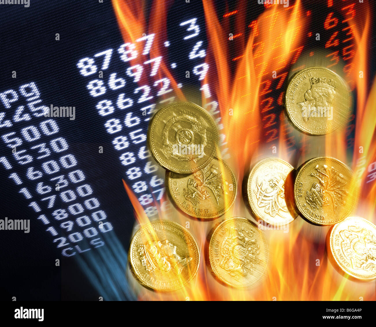 FINANCIAL CONCEPT: Sterling in Meltdown Stock Photo