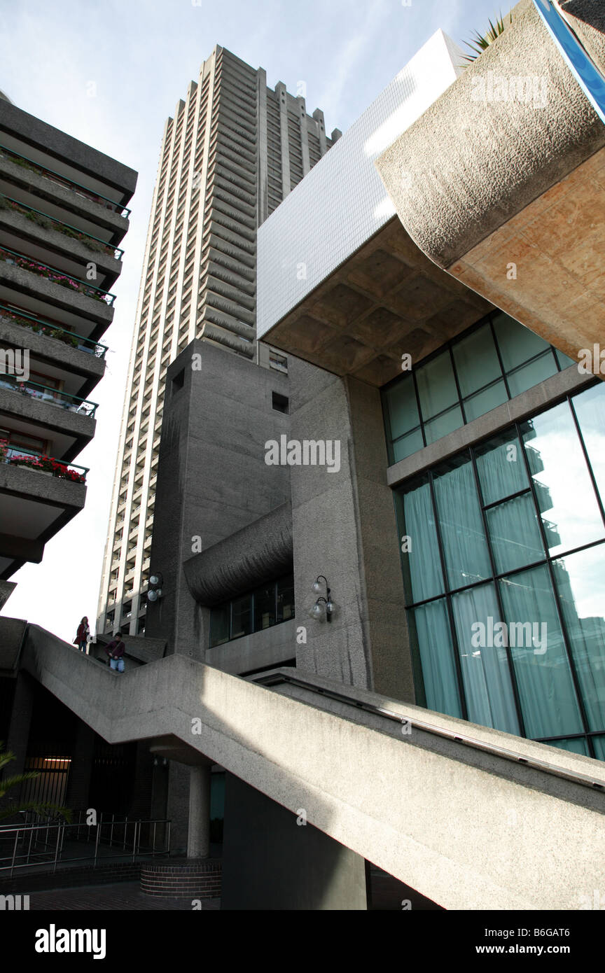 Architectural details of the Barbican Arts Centre and estate Stock Photo