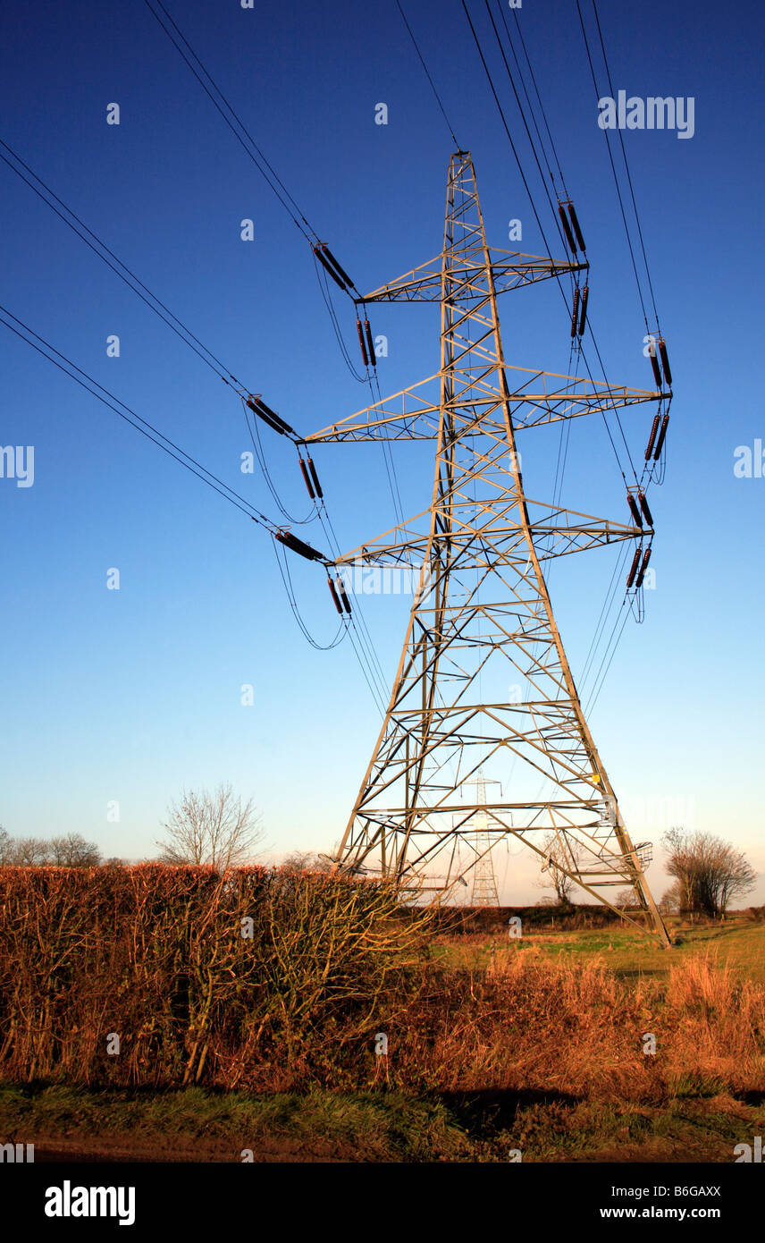 Pylon carrying electricity power cables across country Stock Photo Alamy