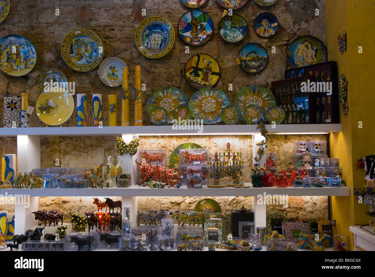 Souvenir shop in Barri Gotic Barcelona Spain Europe Stock Photo