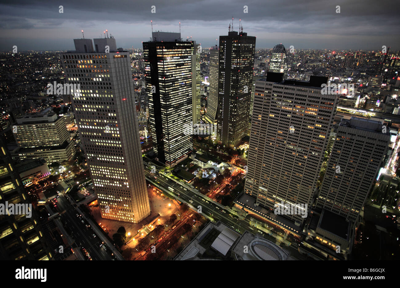 Japan Tokyo Shinjuku skyline at night Stock Photo