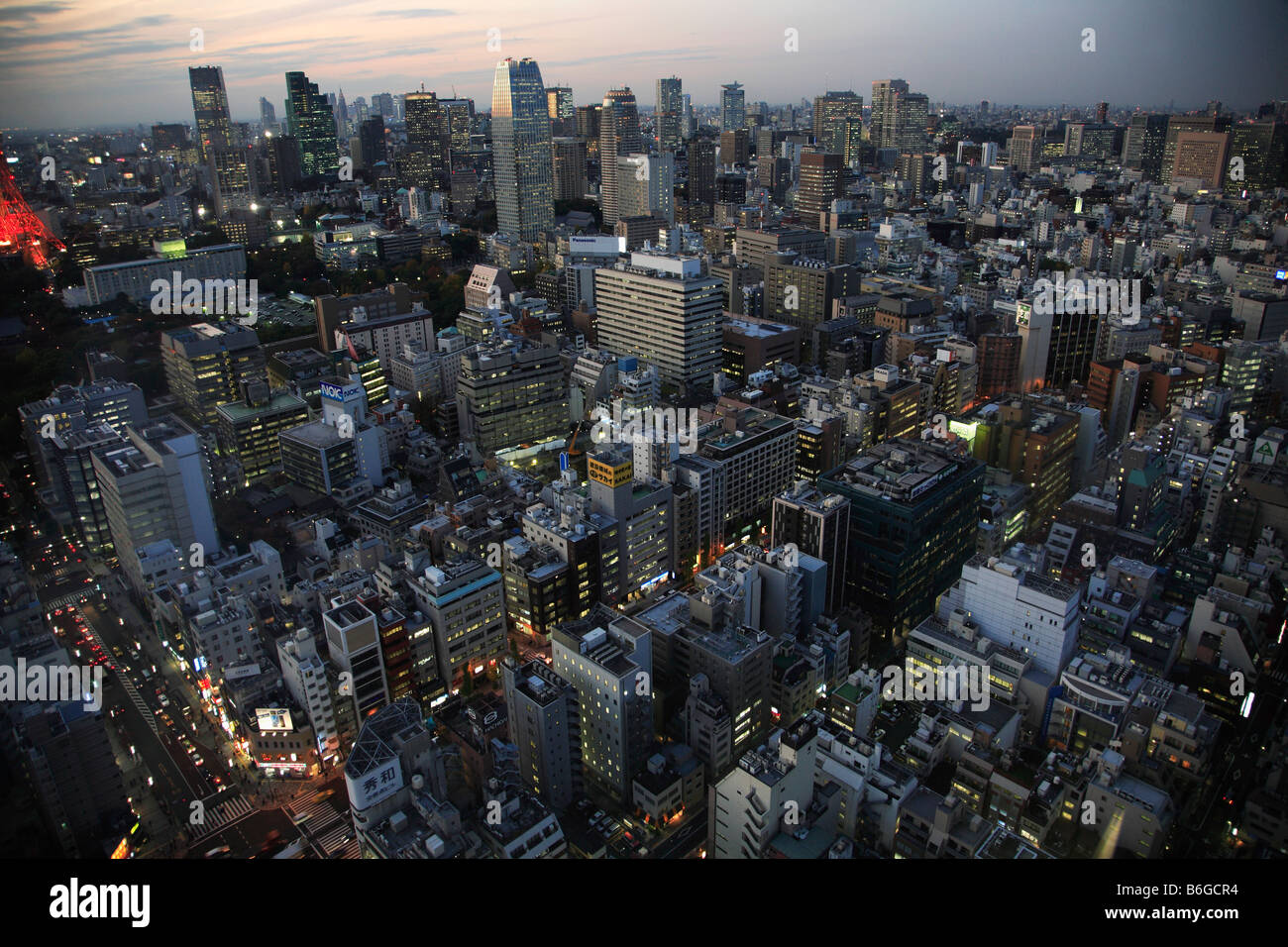 Japan Tokyo skyline at night general aerial view Stock Photo - Alamy