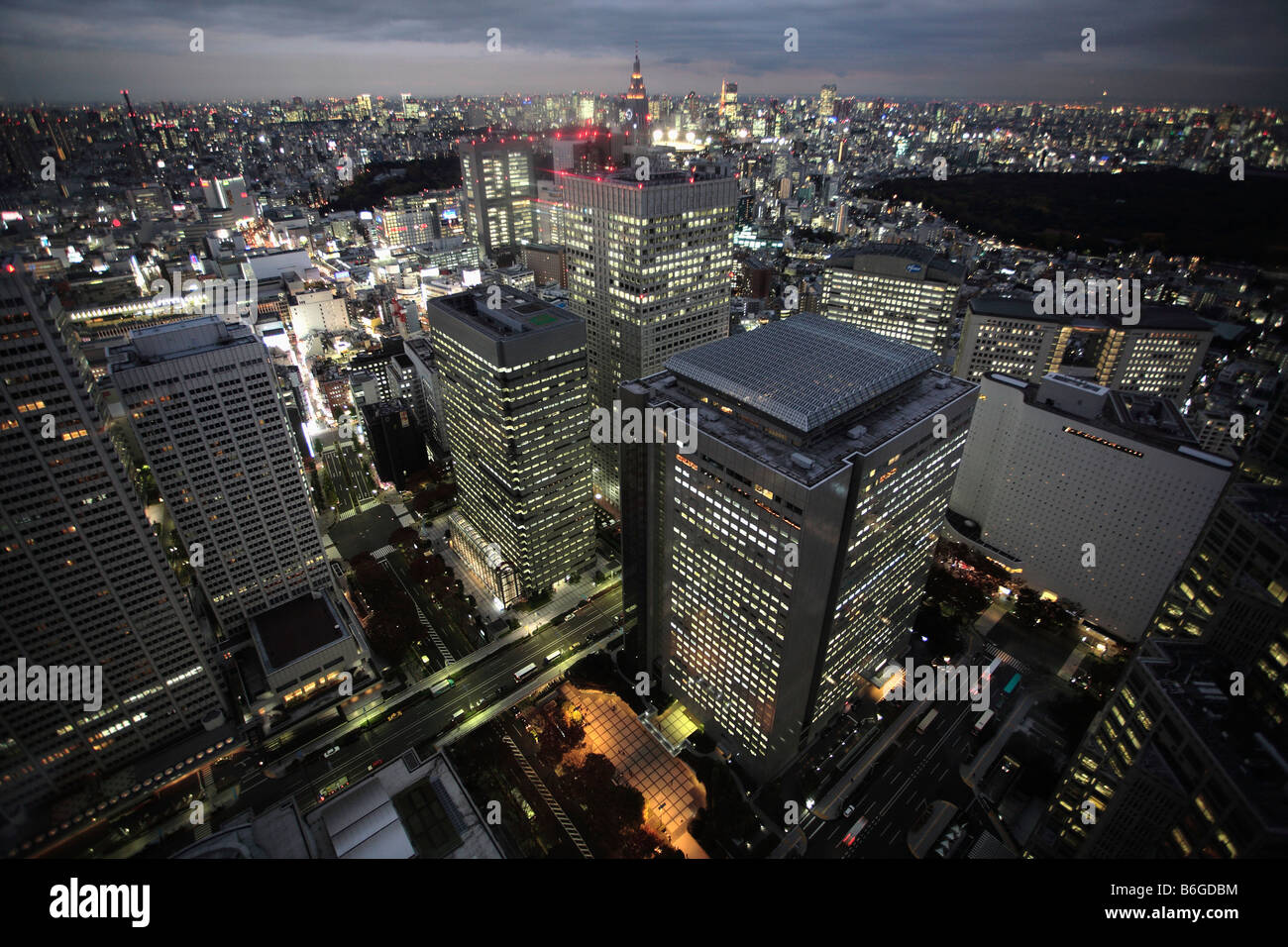 Japan Tokyo Shinjuku skyline at night Stock Photo