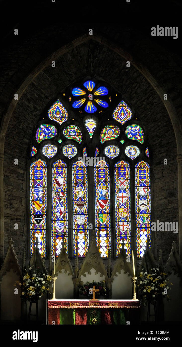 St Marys Collegiate Church interior stain glass window Youghal Stock Photo