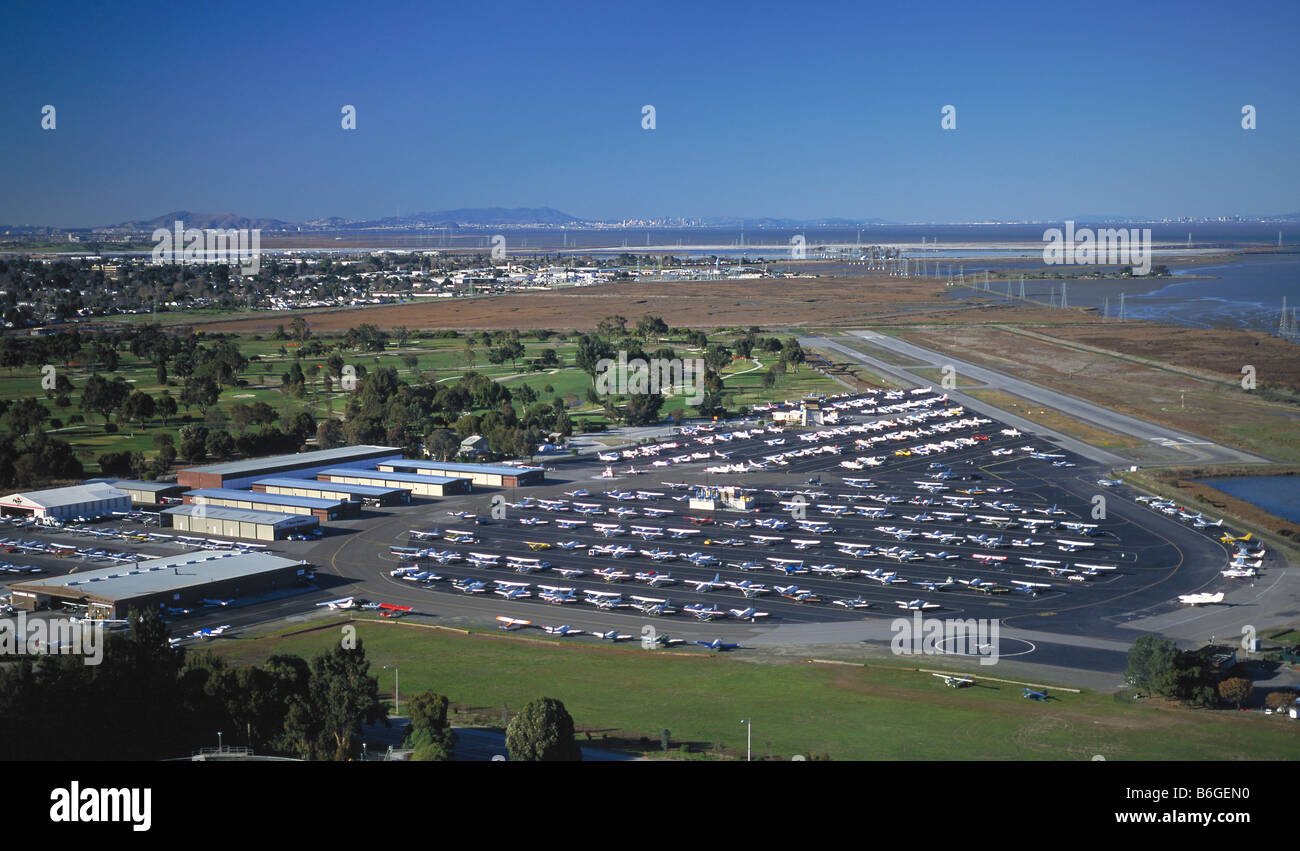 aerial view above Palo Alto California airport Stock Photo