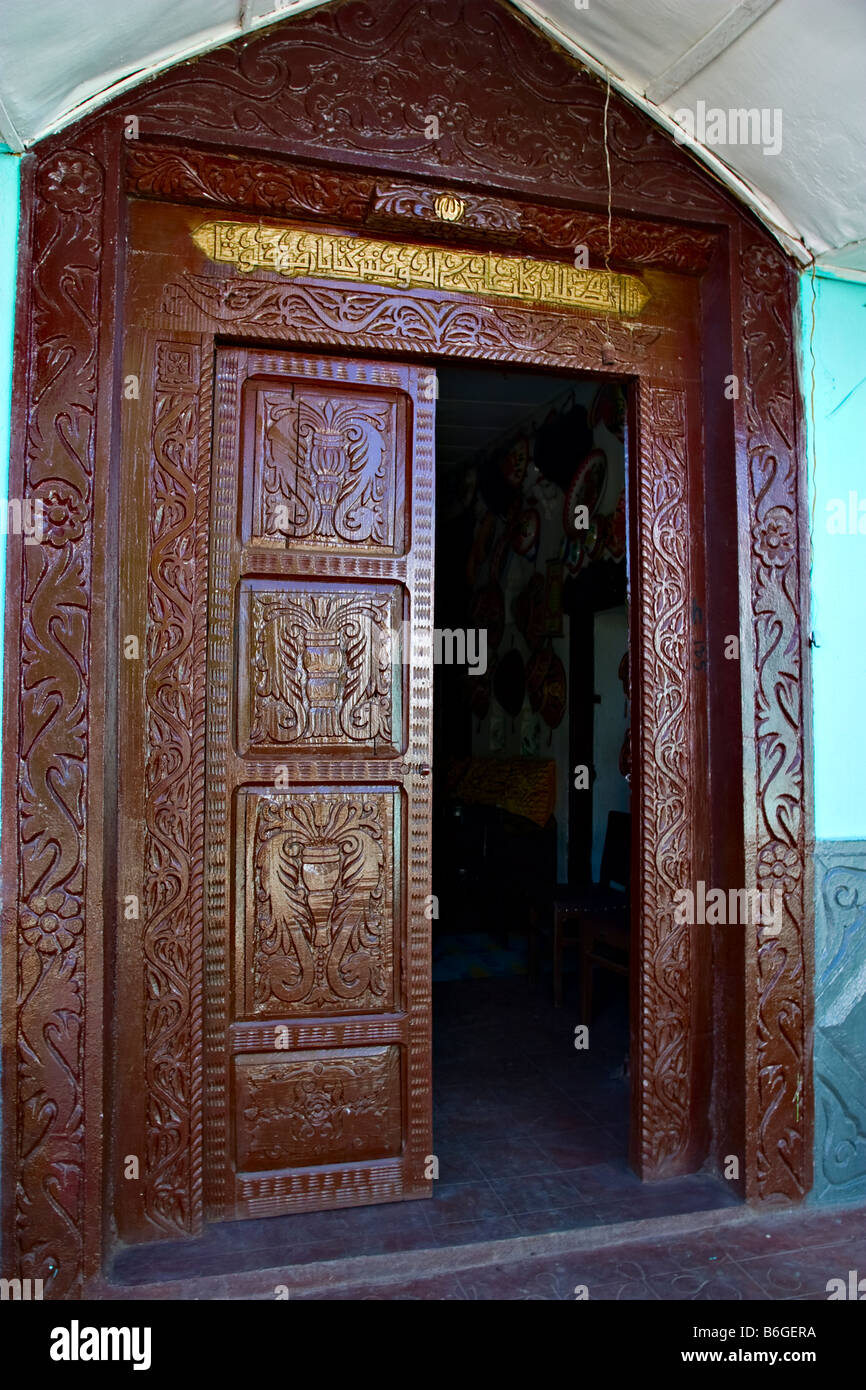 Islamic details on a wooden door in Harar, Ethiopia, Africa Stock Photo