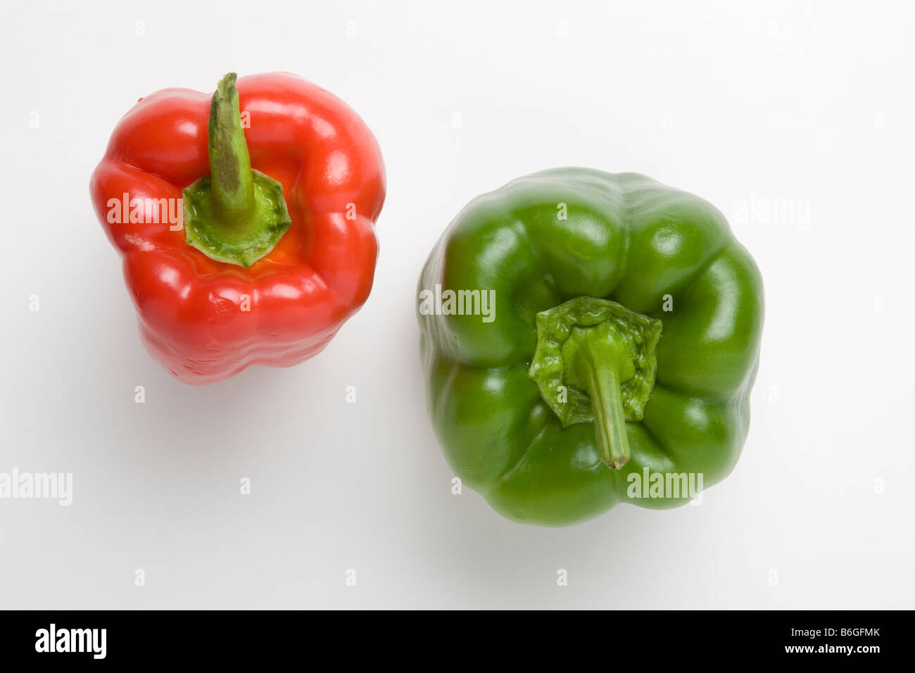 Red and Green Sweet Bell Peppers Stock Photo
