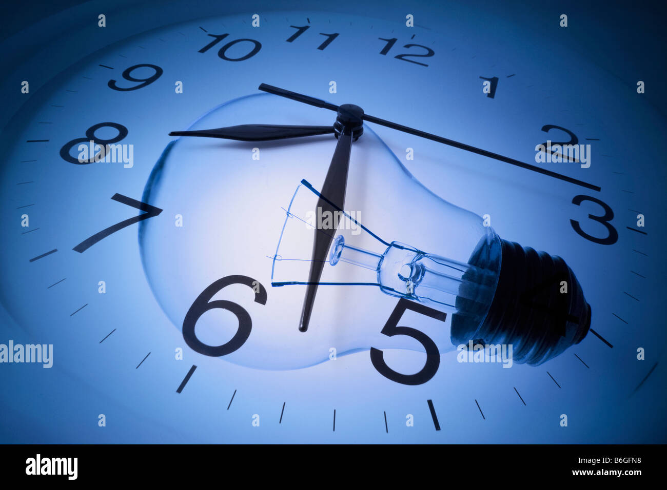Clock and Light Bulb Stock Photo Alamy