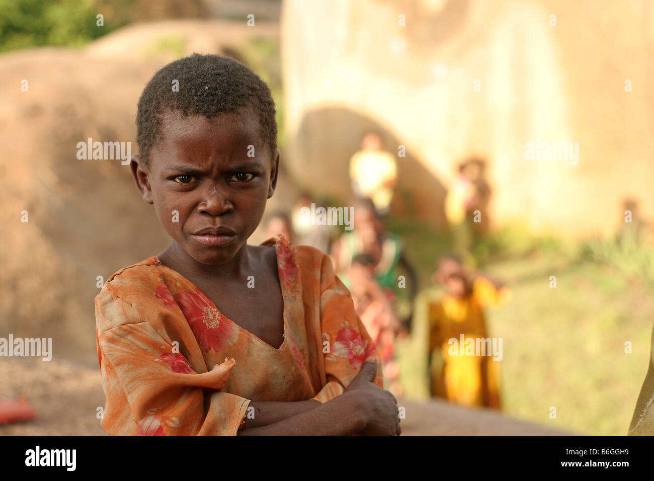 Angry girl in Northern Tanzania Stock Photo