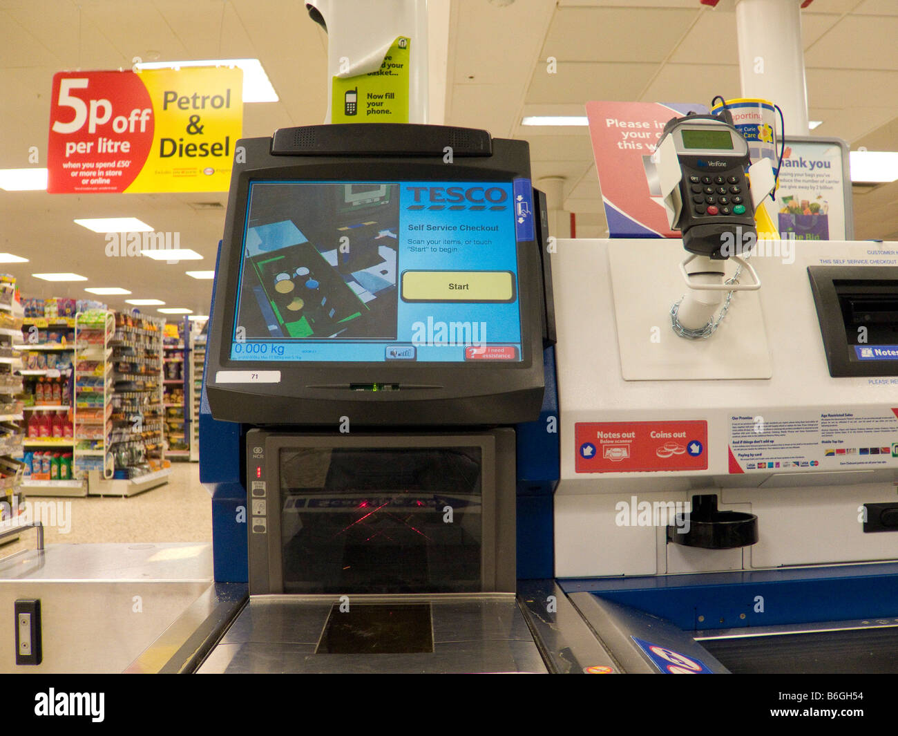 A self-service check-out at a supermarket Stock Photo