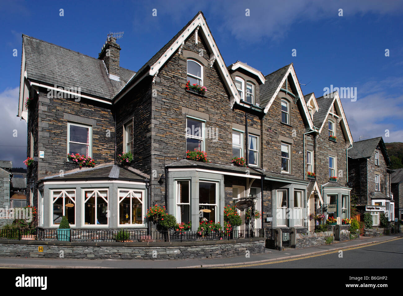 Ambleside 19th century town Compston Road typical buildings Lake
