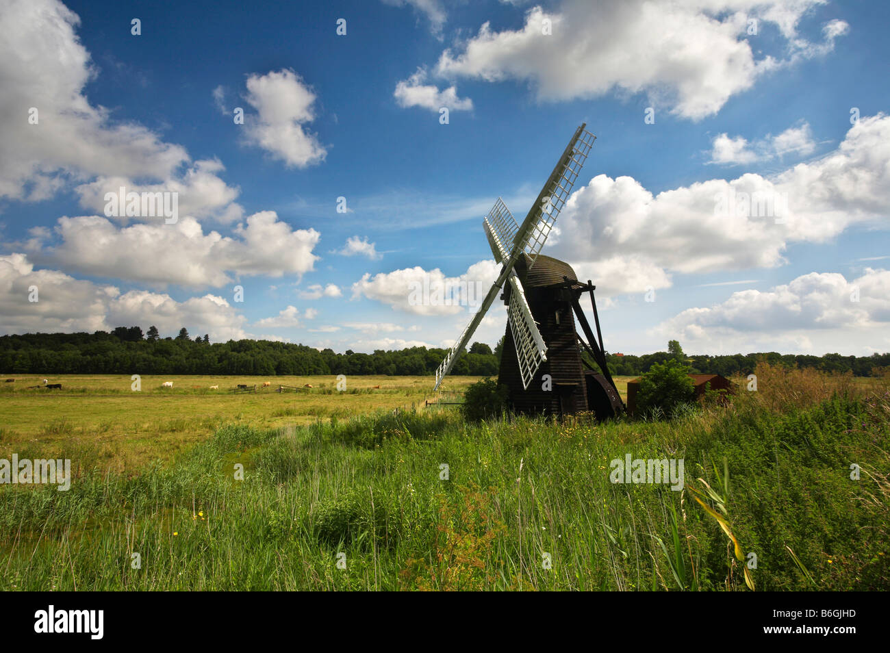 The iconic Herringfleet windmill at Herringfleet on the Norfolk ...
