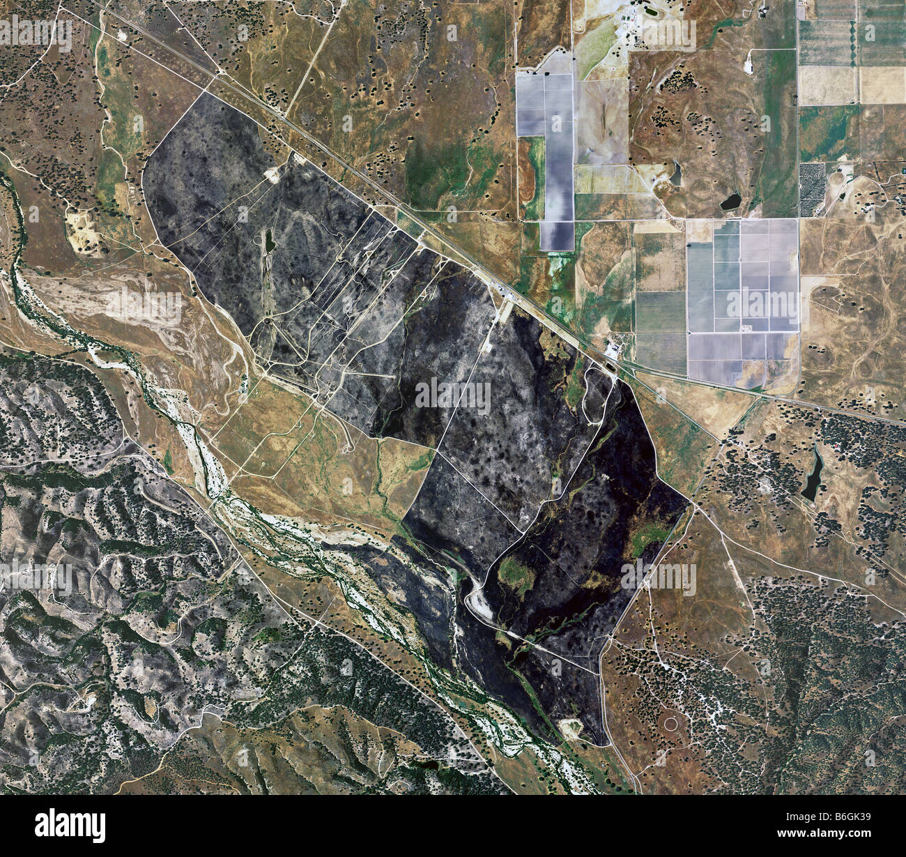 aerial view of fire burn area Monterey California Stock Photo - Alamy