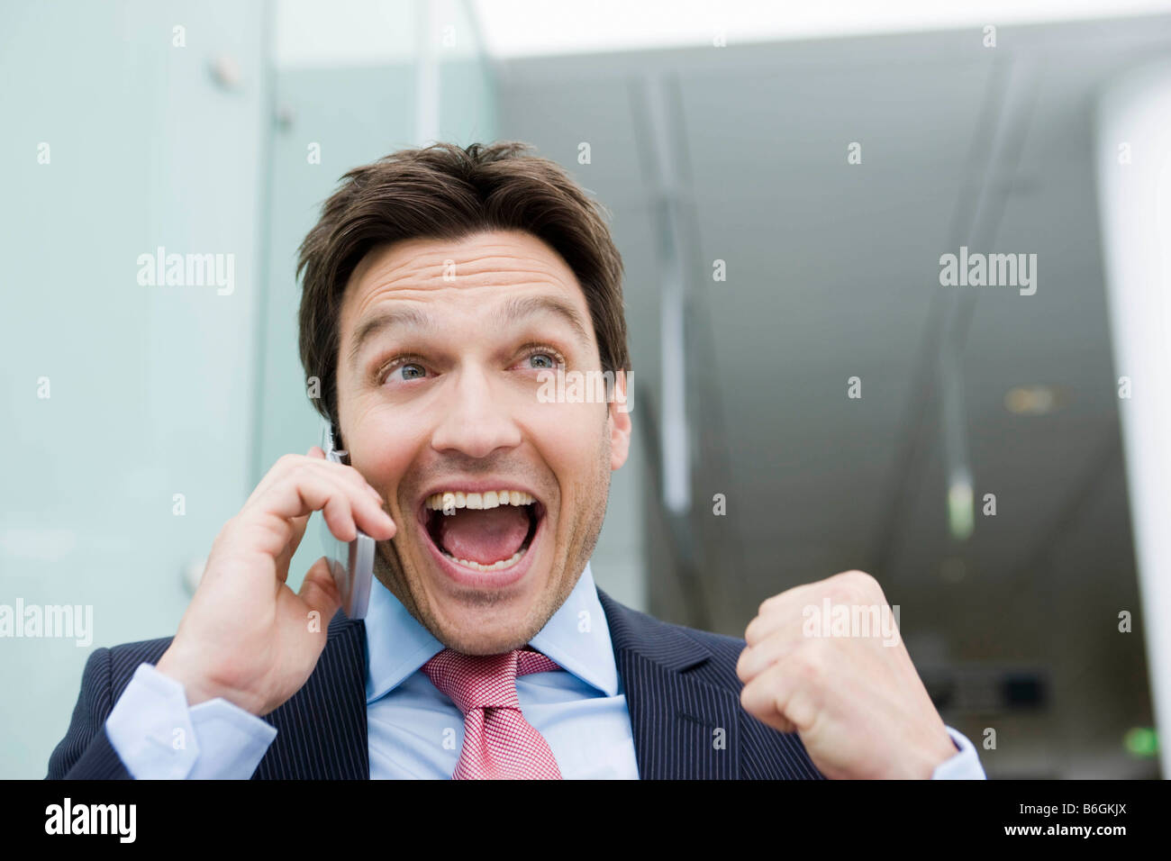 Man bursting of happiness Stock Photo