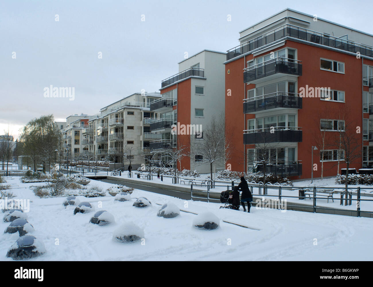 The Hammarby sjöstad district of Stockholm in Sweden where buildings have been constructed to high environmental standards Stock Photo