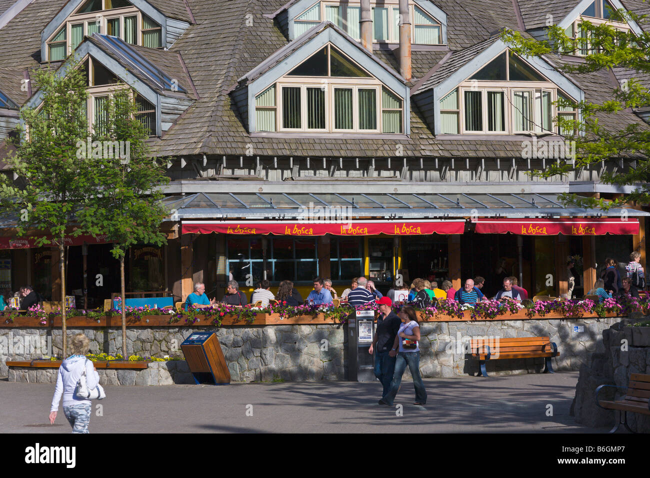 Cafe and people Whistler 'British Columbia' Canada Stock Photo