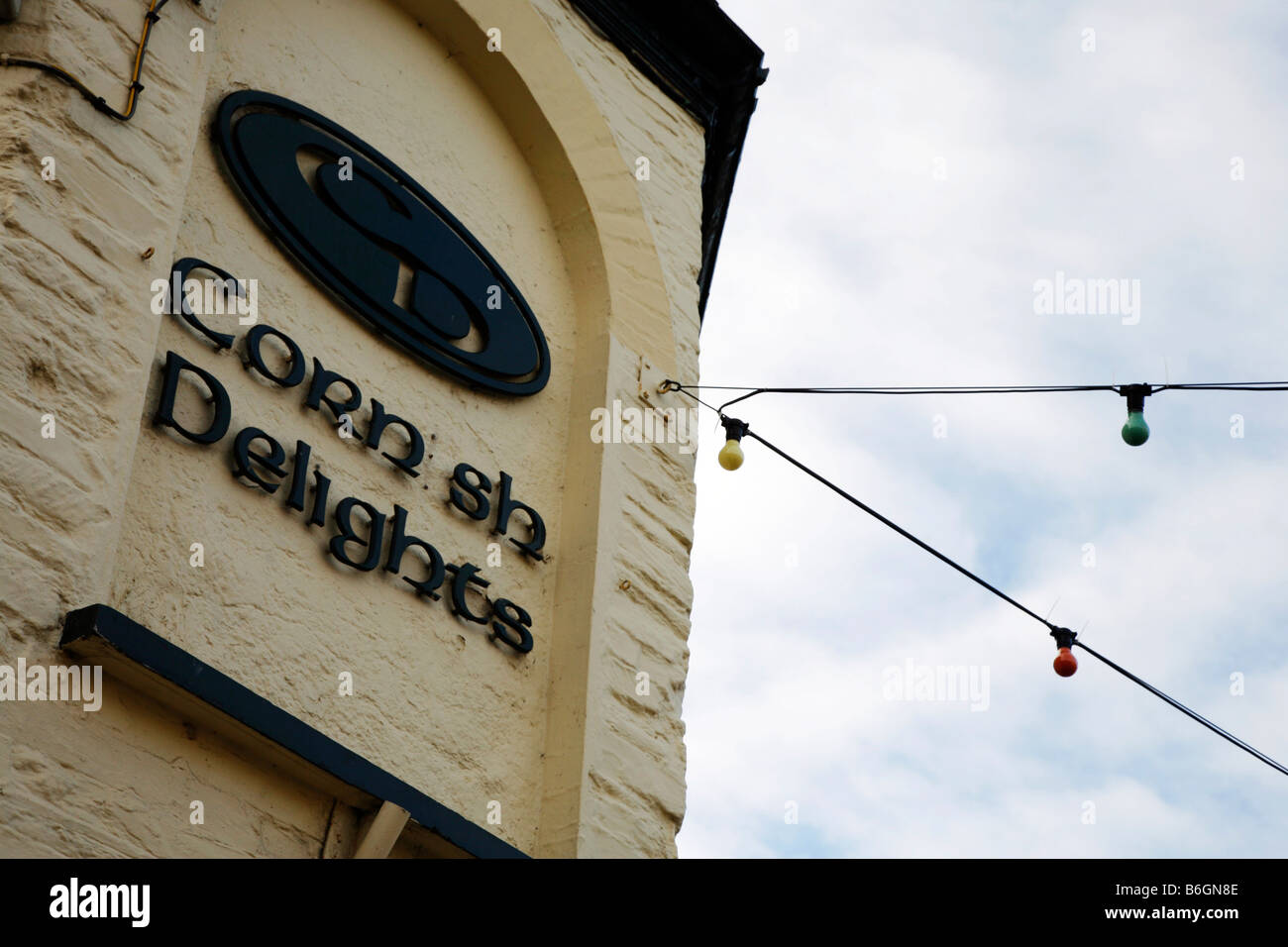 Cornish Delights shop sign, Padstow, Cornwall Stock Photo
