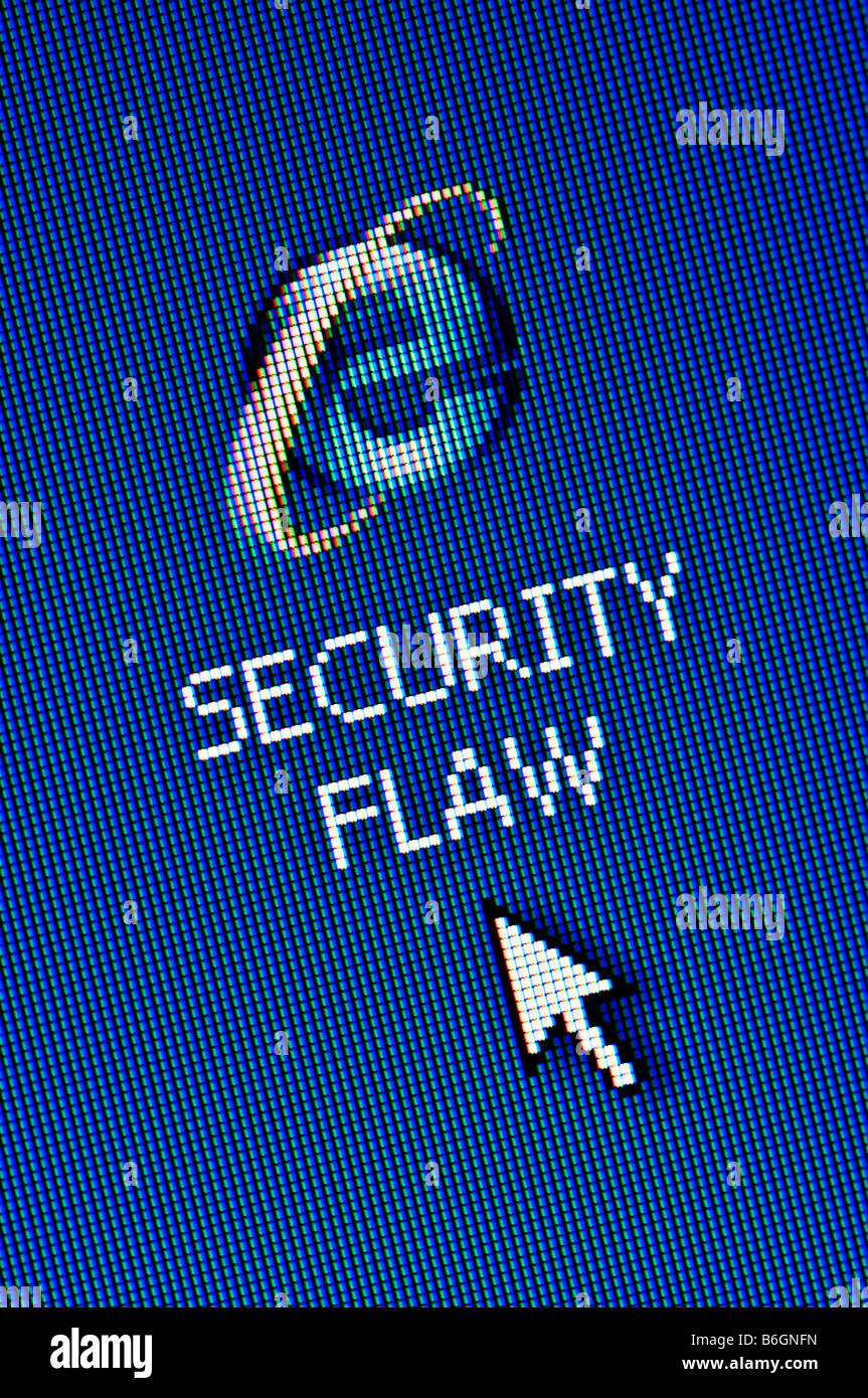 Macro screenshot of Internet Explorer web browser icon with security flaw writing Editorial use only Stock Photo