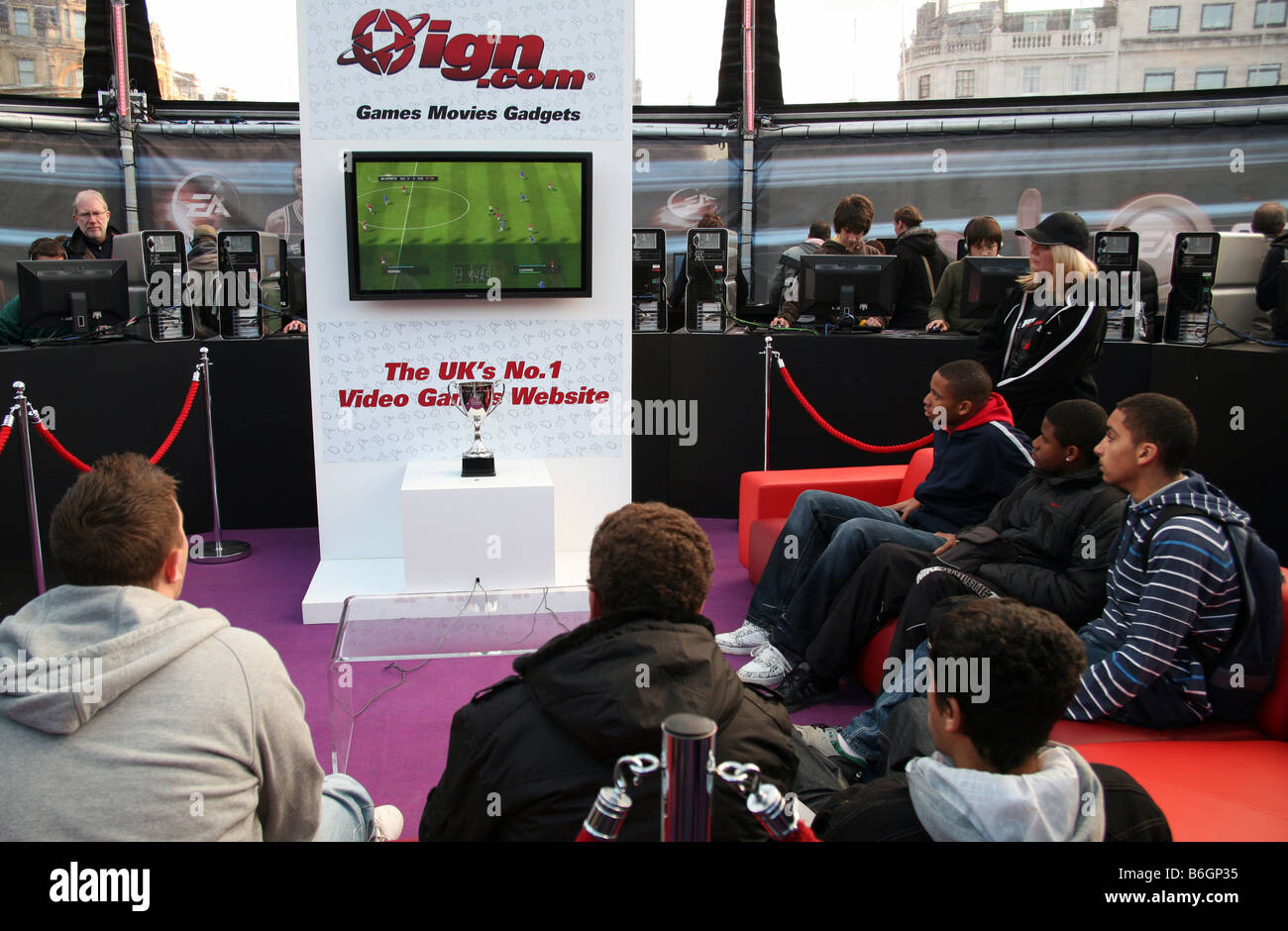 Computer games show in Trafalgar Square, London Stock Photo